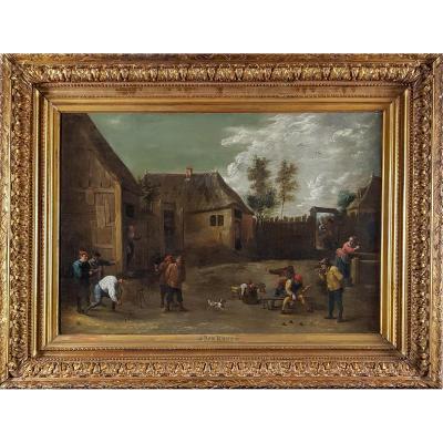 Figures Playing A Game Of Bowls; Flemish 18th Century, Follower Of David Teniers (1610–1690)