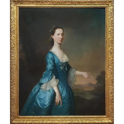 Portrait d'Hannah Maria Offley Signé Et Daté 1757