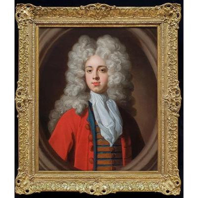 Portrait Of A Gentleman In A Red Coat C.1700; Attributed To John Kerseboom (fl.1680-1708)