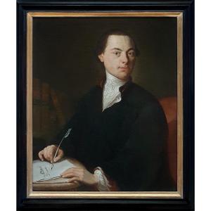 Portrait Of A Gentleman Poet C.1760, Anton Graff, Antique Oil Painting, Homer Virgil Gellert