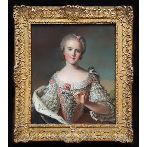 Vers 1748 Portrait De Louise-marie De France, Peinture à l'Huile Ancienne