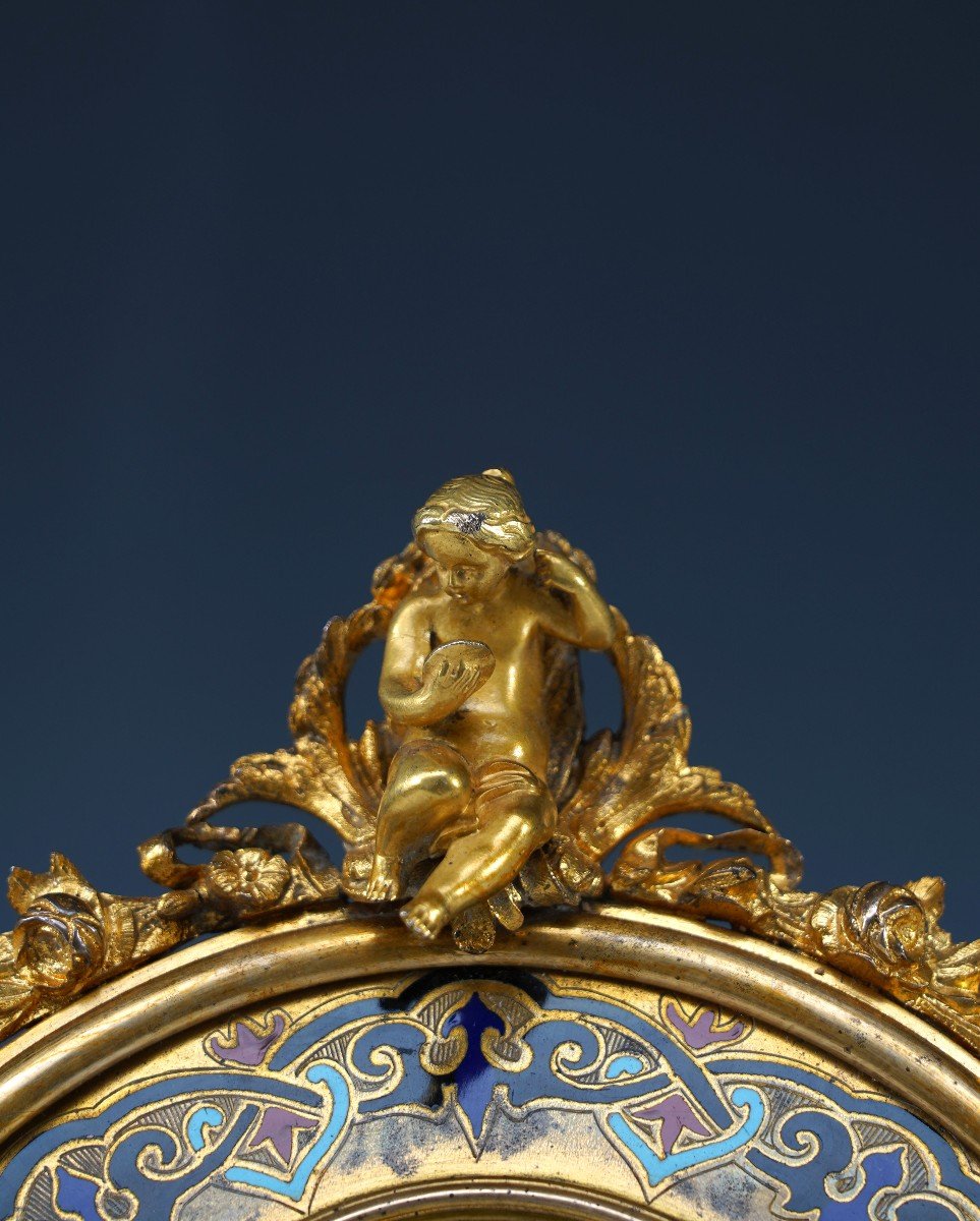 "champleve" Enamel Table Mirror Attributed To A. Giroux, France, Circa 1880-photo-3