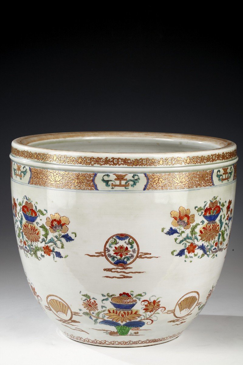 Planter And Decorative Dish Attr. To Samson & Cie, France, Circa 1880-photo-2