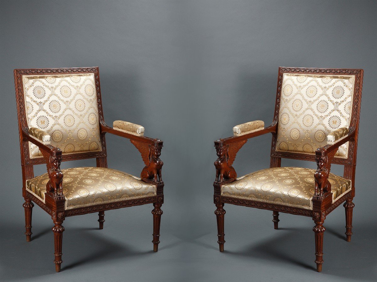 Pair Of Directoire Style Armchairs After G. Jacob, France, Circa 1870