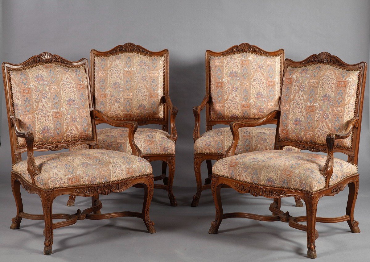 Set Of Eight Régence Style Seats, France, Late 19th Century-photo-2