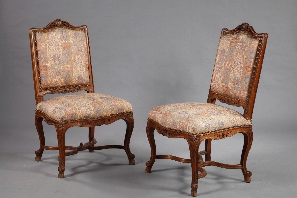 Set Of Eight Régence Style Seats, France, Late 19th Century-photo-3