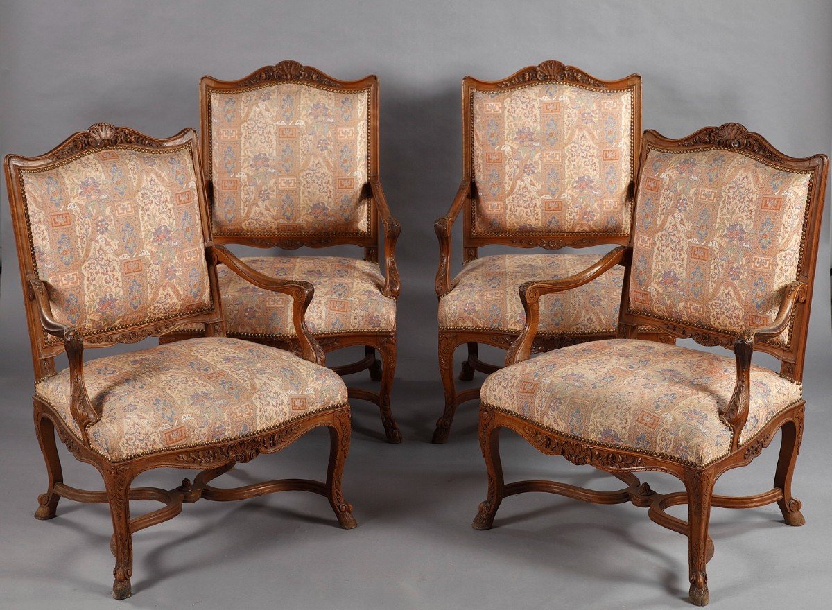 Set Of Eight Régence Style Seats, France, Late 19th Century