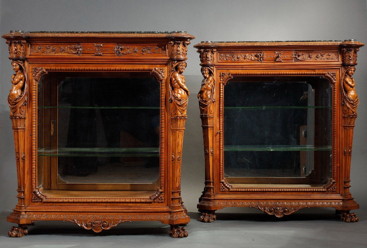 Paire De Vitrines Néo-renaissance att. à H-A Fourdinois, France, Circa 1860