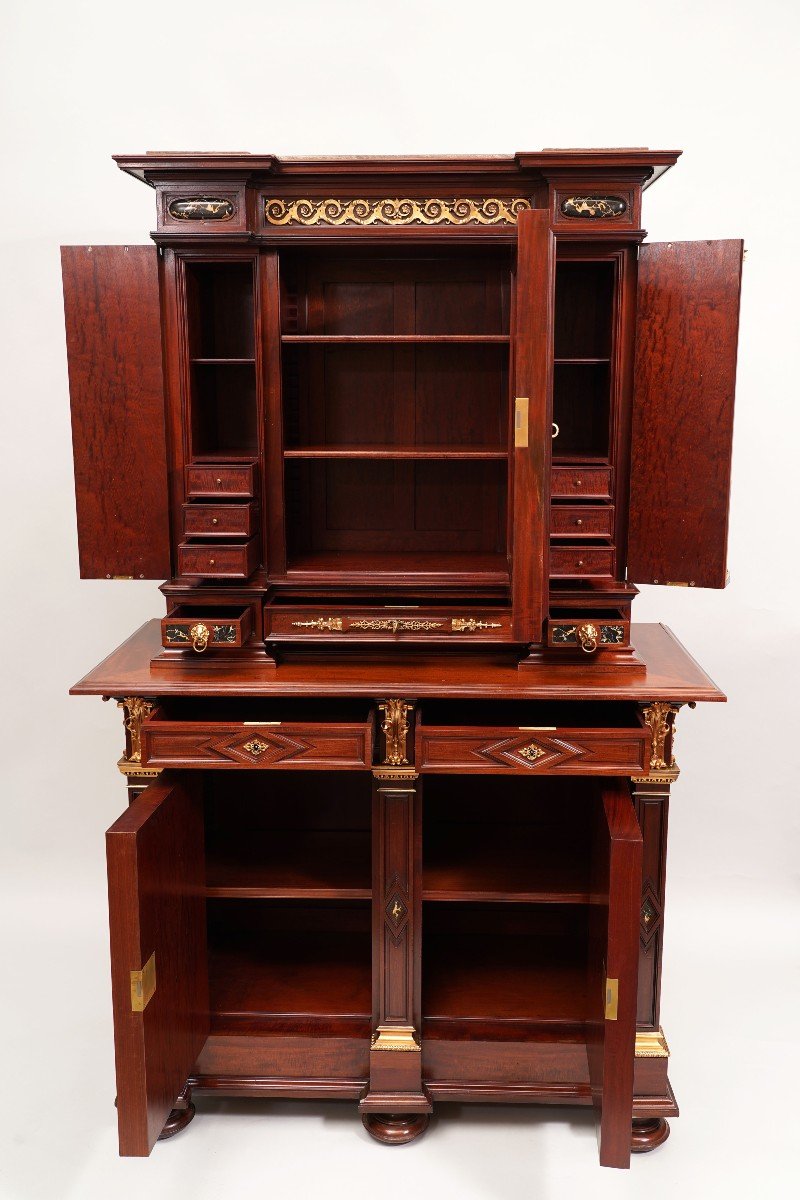 Cabinet néo-Renaissance par P. Sormani et E. Lièvre, France, Circa 1870-photo-4