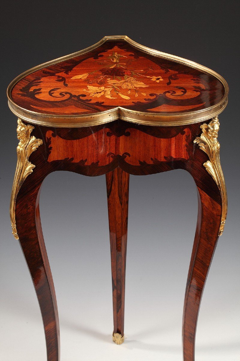 Louis XV Style Heart Shaped Table Attr. To A. Krieger, France, Circa 1860-photo-2