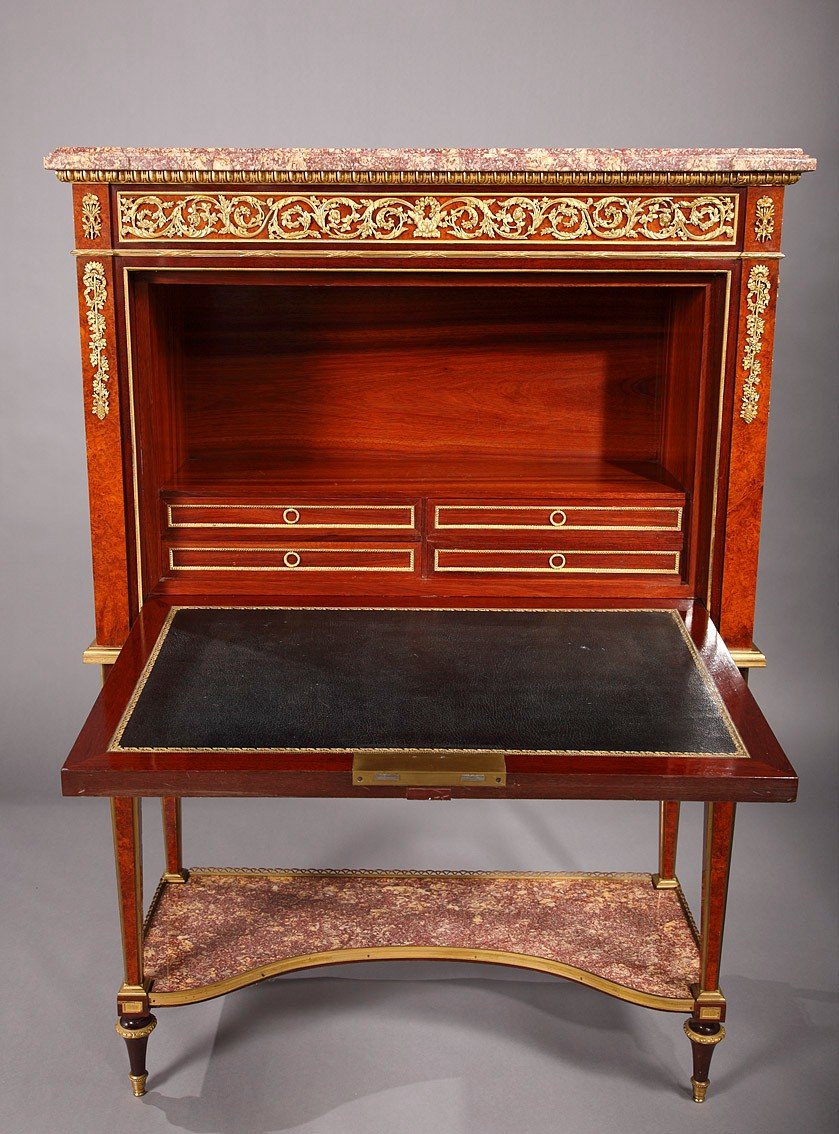 Louis XVI Style Secretary By H. Dasson, France Circa 1880-photo-3