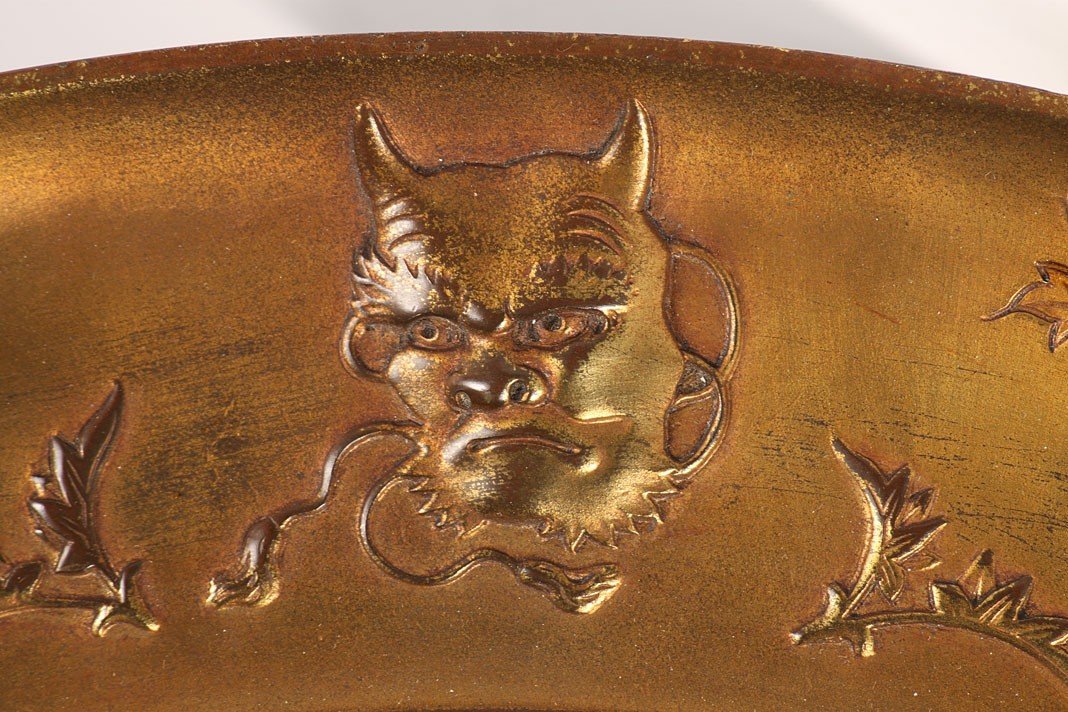 Plat émaillé Japonisant Au Paon Att. à Elkington Et A. Willms, Angleterre, Circa 1875-photo-2