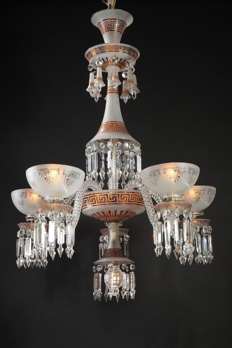 Neo-greek Opaque Crystal Chandelier Attr. To Baccarat, France, Circa 1890-photo-3