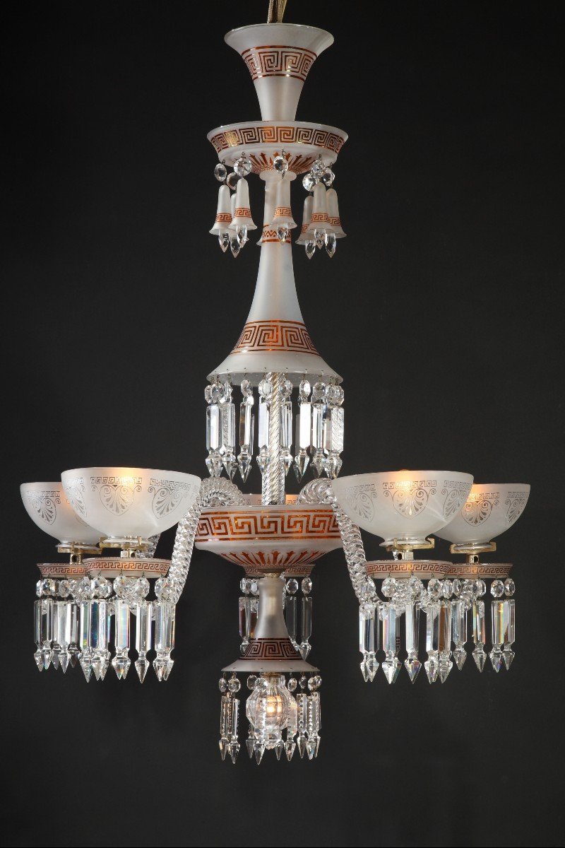 Neo-greek Opaque Crystal Chandelier Attr. To Baccarat, France, Circa 1890-photo-4