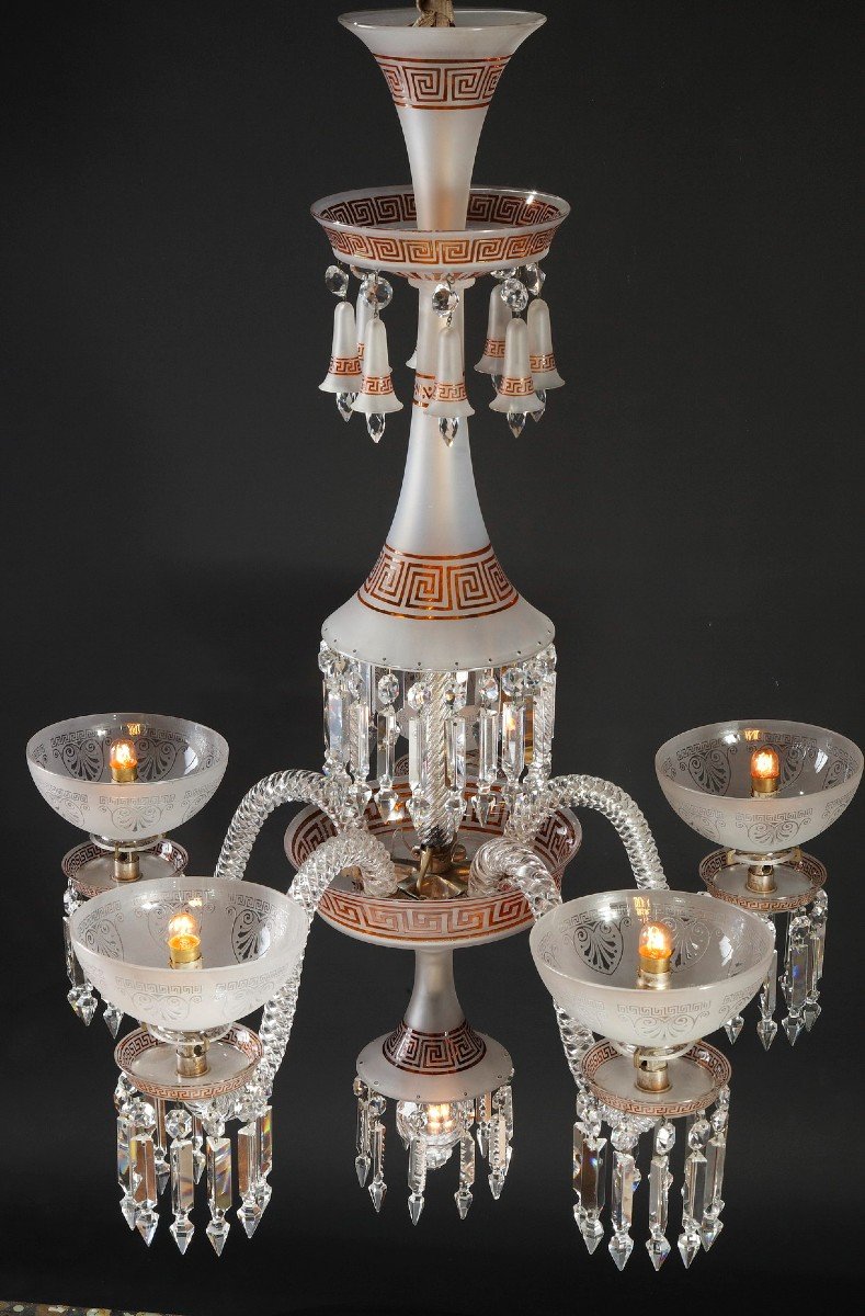 Neo-greek Opaque Crystal Chandelier Attr. To Baccarat, France, Circa 1890-photo-1