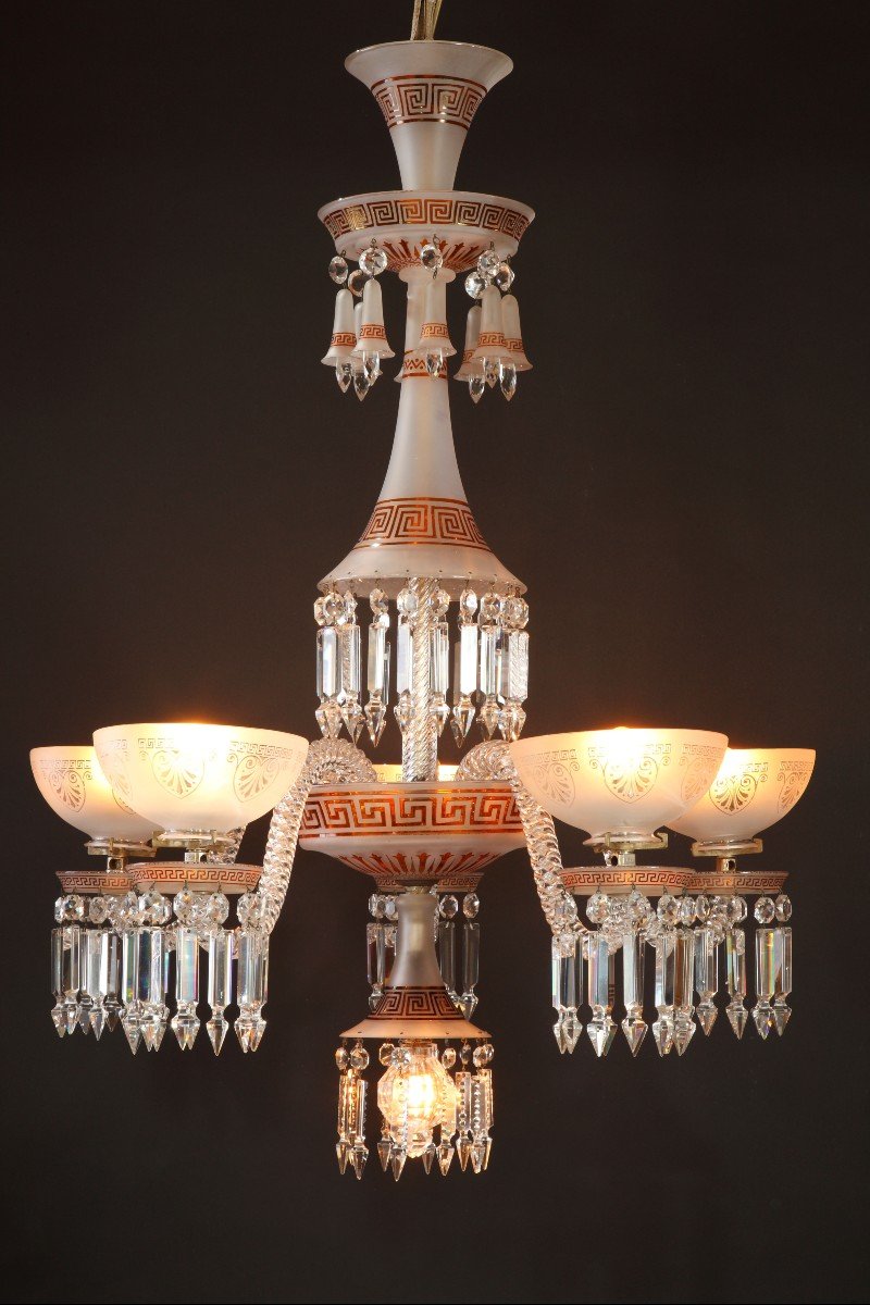 Neo-greek Opaque Crystal Chandelier Attr. To Baccarat, France, Circa 1890