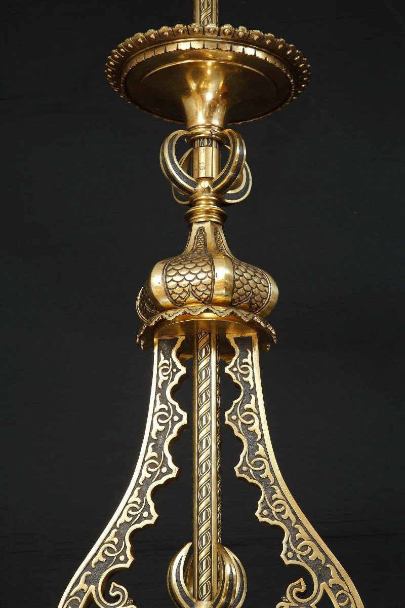 Lustre en bronze de style Ottoman, France, circa 1880-photo-1