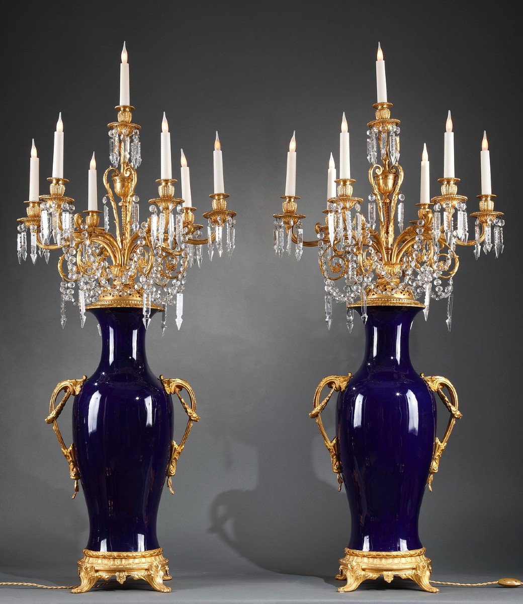 Paire de Vases-Candélabres "Sèvres", France, circa 1880-photo-2