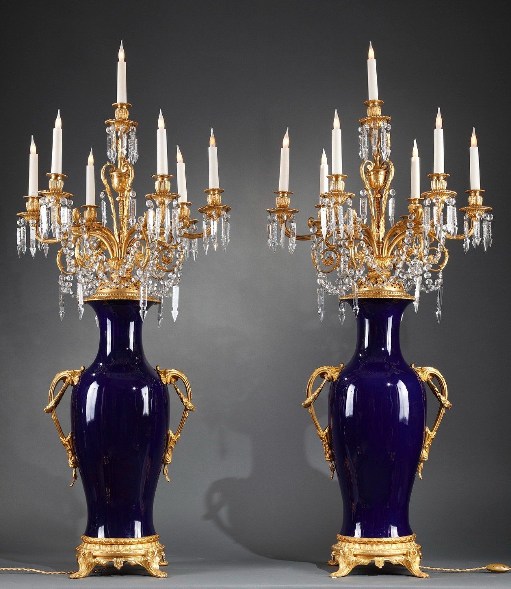 Paire de Vases-Candélabres "Sèvres", France, circa 1880-photo-2