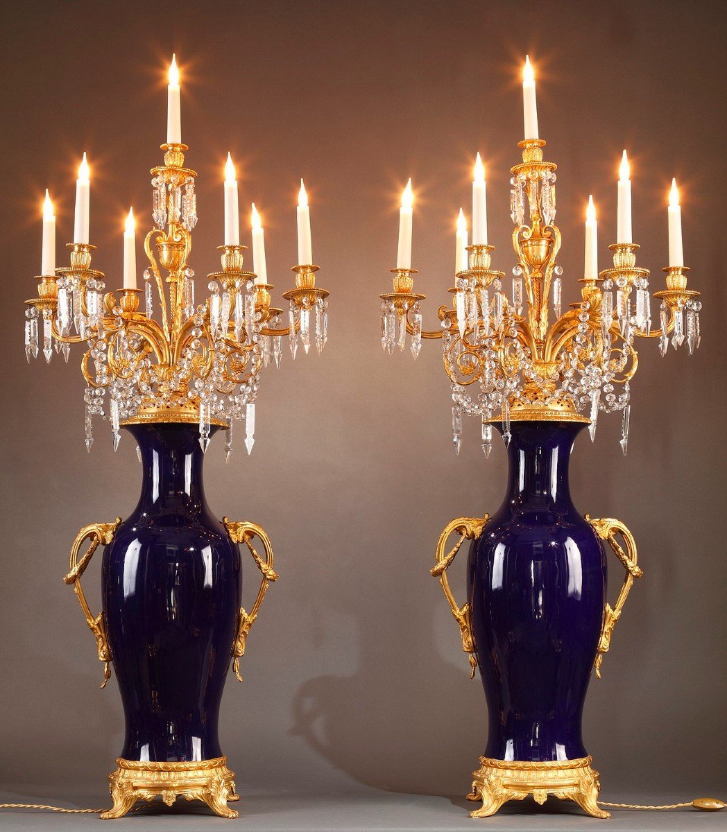 Paire de Vases-Candélabres "Sèvres", France, circa 1880