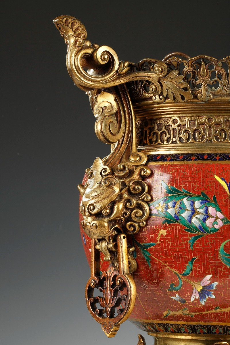 Jardinière Japonisante attr. à l'Escalier de Cristal, France, circa 1880-photo-4