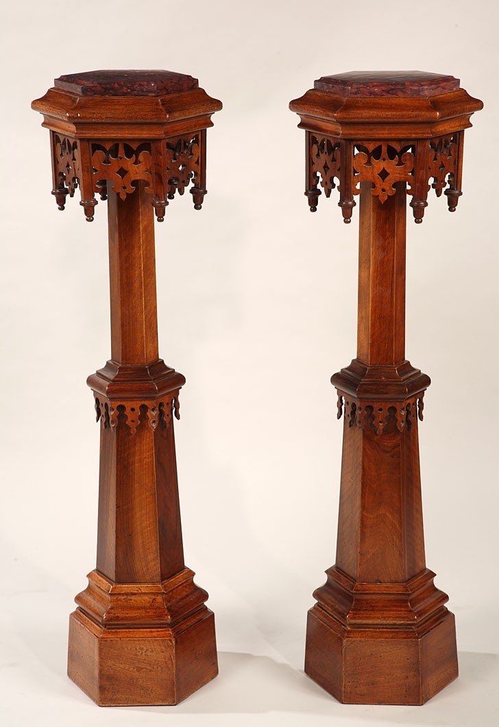 Pair Of Neo-gothic Stands, France, Circa 1880-photo-2