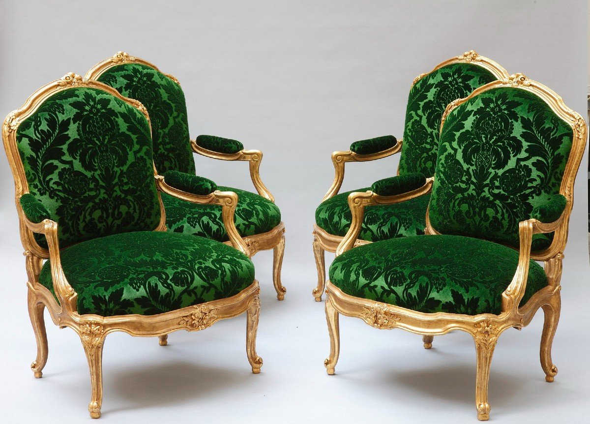 Set Of Four Armchairs “à Chassis" After M.gourdin, France, Circa 1880-photo-4