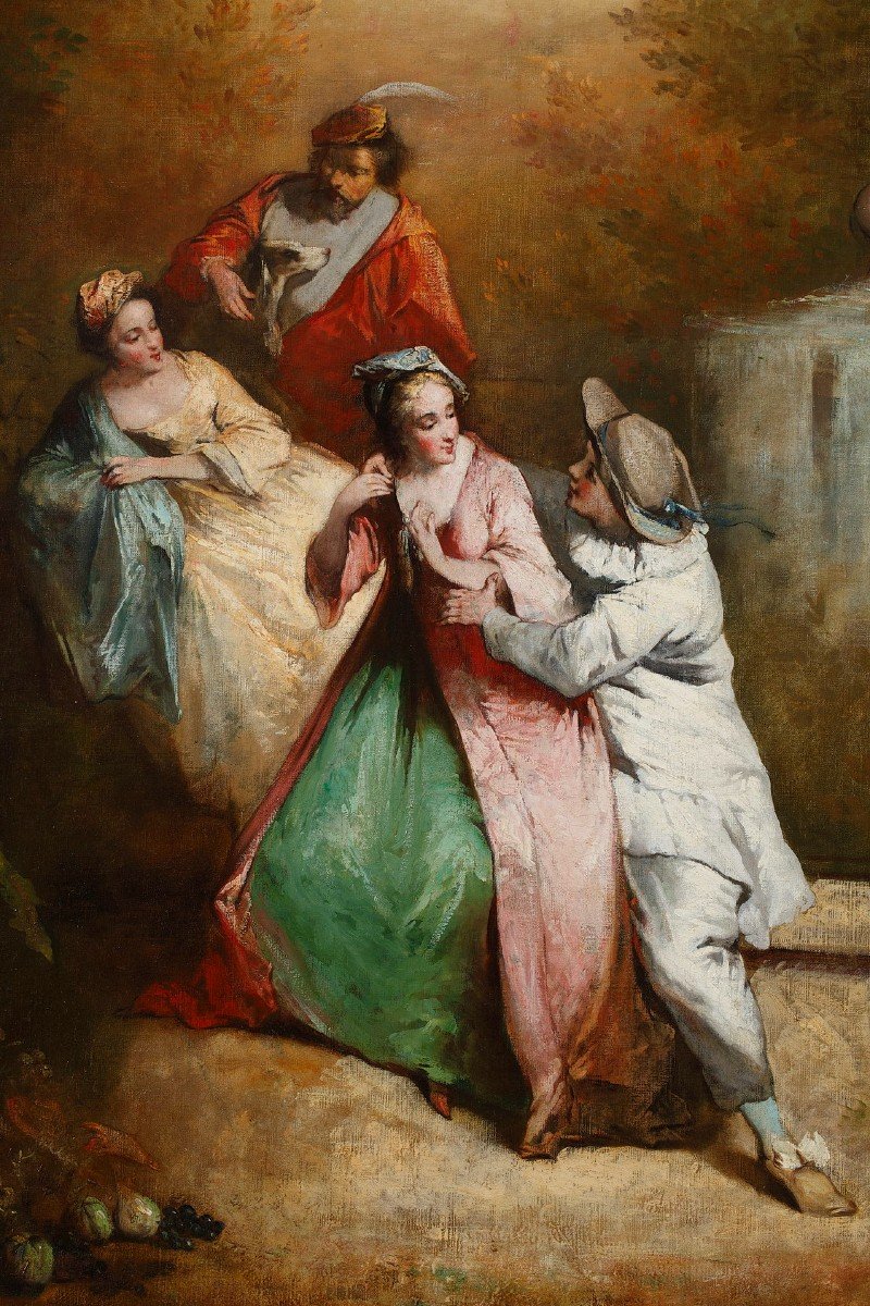 Paire de Tableaux “L'Amour Courtois” et “L’Amour Volage”, Ecole Française, Fin XIXe Siècle-photo-1