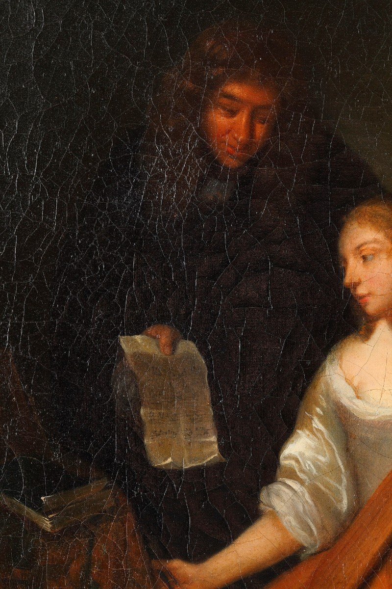  Pair Of Paintings "the Music Lesson", French School, Circa 1840-photo-6