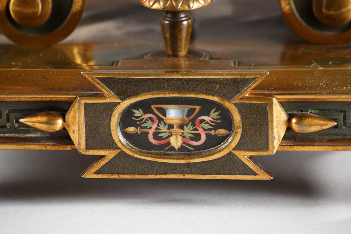 Neo-greek Clock Set By H. Houdebine, France, Circa 1867-photo-2