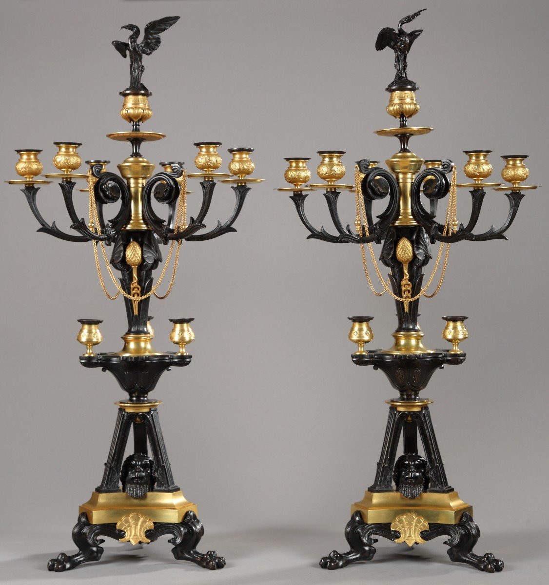 Pair Of Neo-greek Candelabras, Attributed To G. Servant, France, Circa 1870