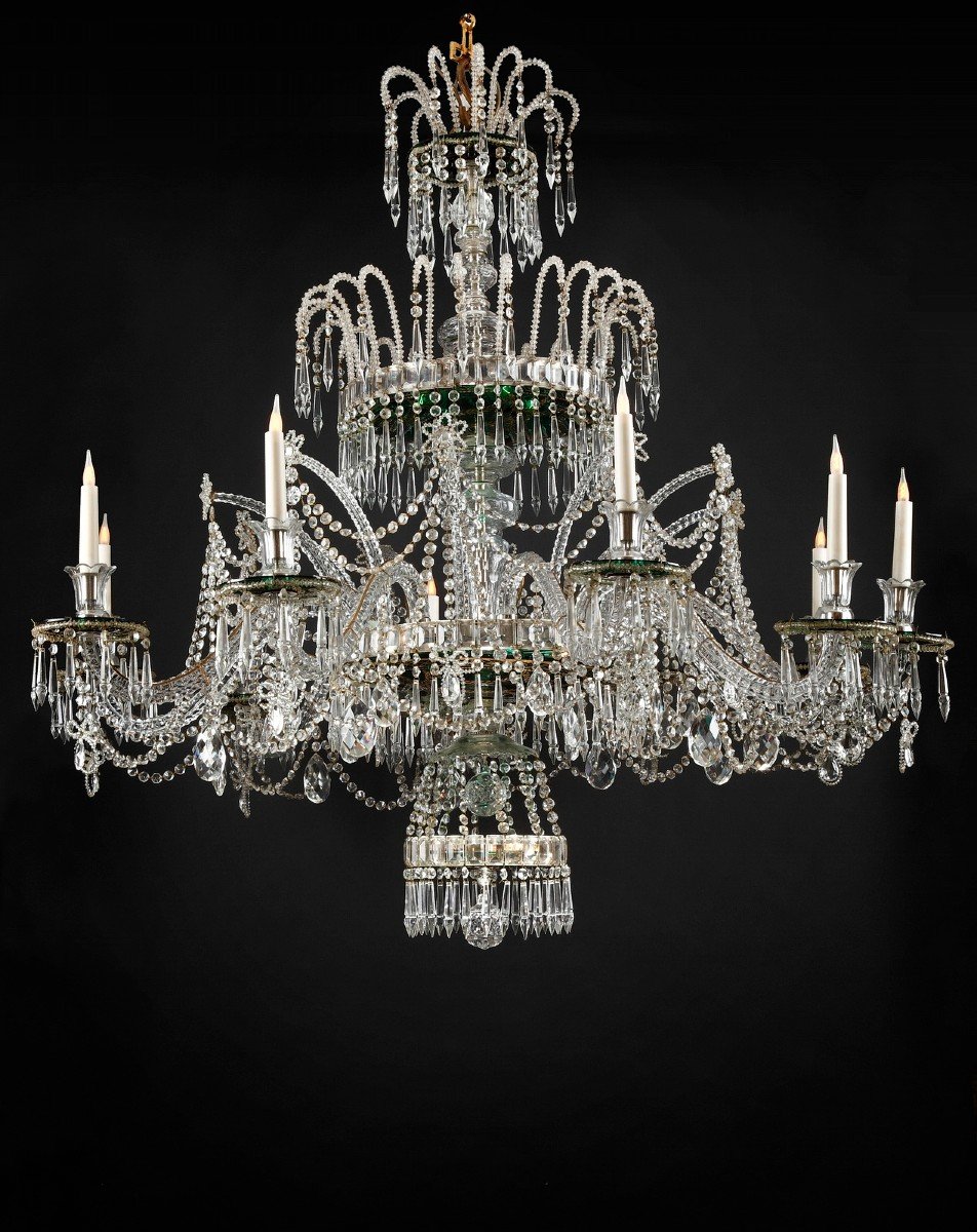 Crystal Chandelier, Attributed To Crystal Manufacture Of The Granja, Spain, Circa 1880-photo-2