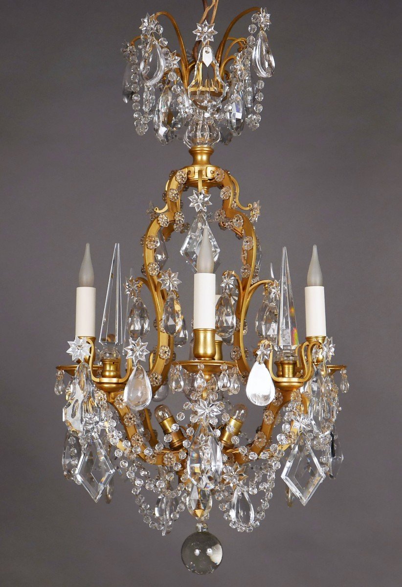 "cage" Chandelier, Attributed To Maison Baguès, France, Circa 1880-photo-2