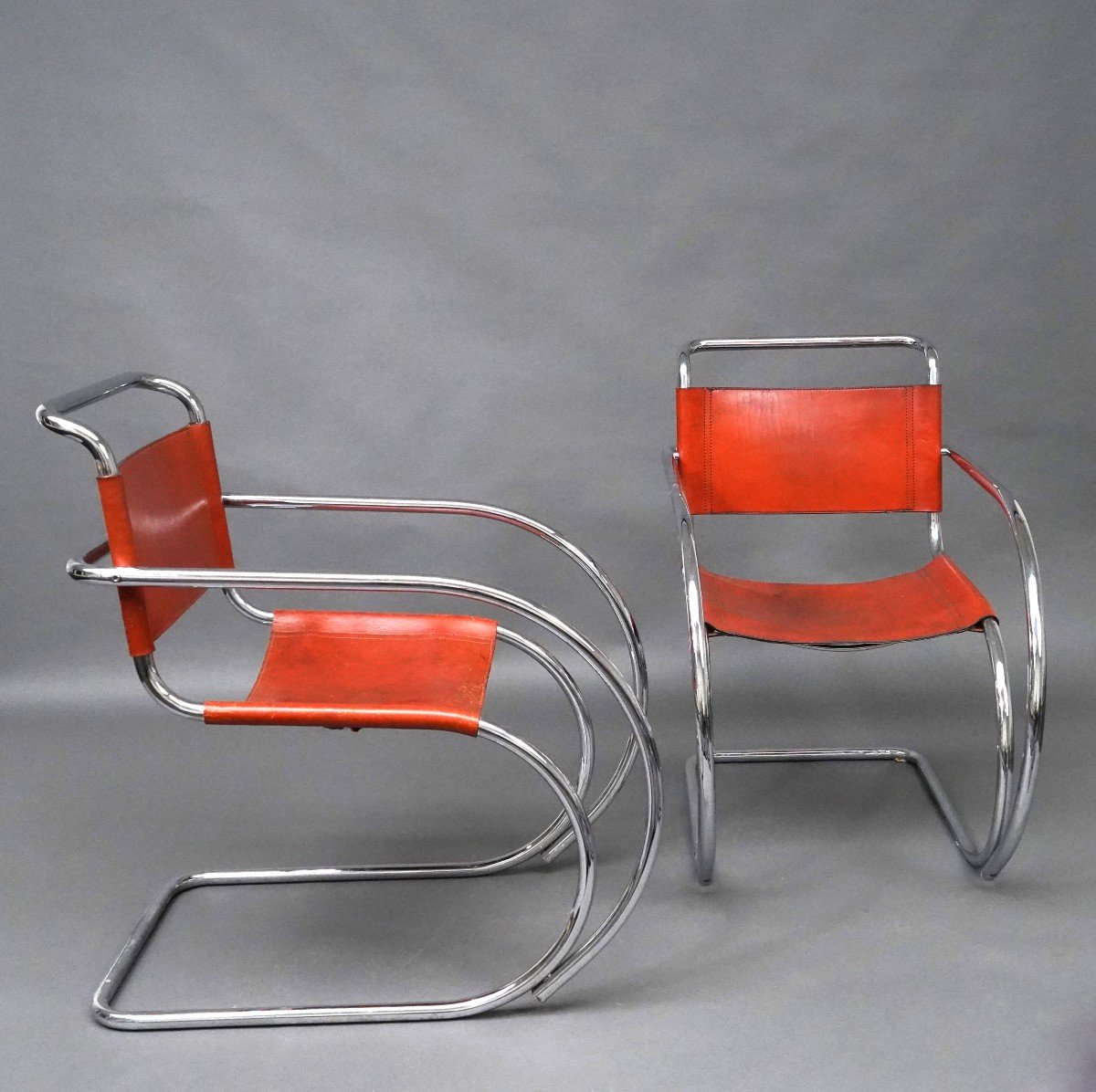 Pair Of Mr20 Armchairs, Based On The Model By Mies Van Der Rohe, Germany, Circa 1970-photo-2