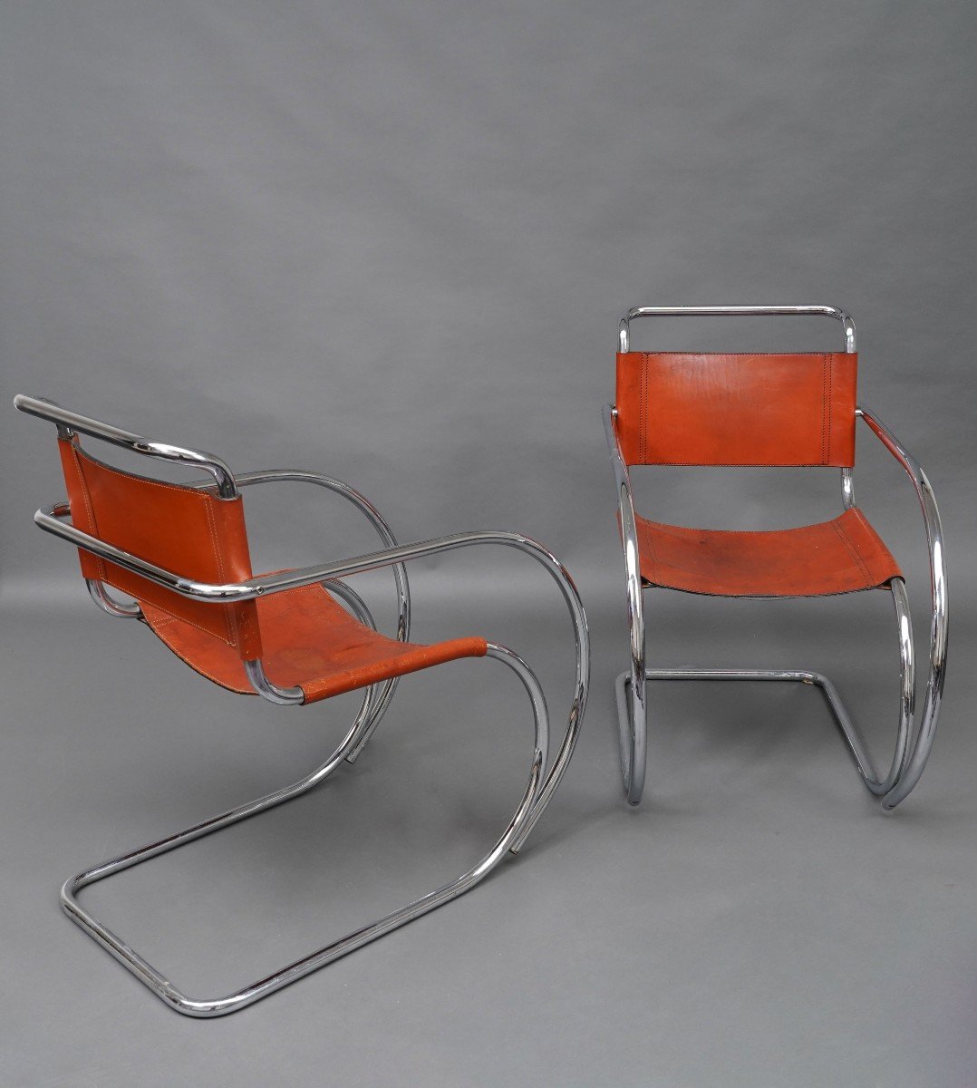 Pair Of Mr20 Armchairs, Based On The Model By Mies Van Der Rohe, Germany, Circa 1970-photo-3