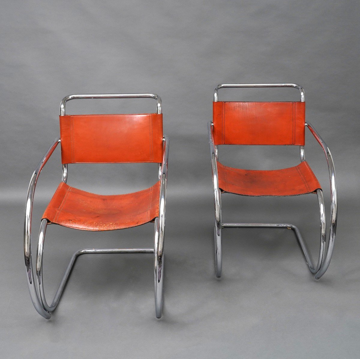 Pair Of Mr20 Armchairs, Based On The Model By Mies Van Der Rohe, Germany, Circa 1970