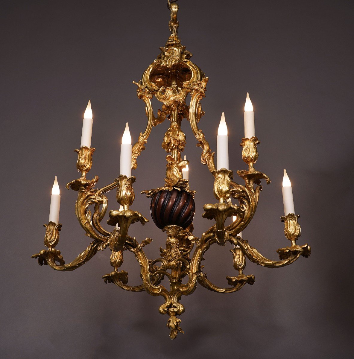 "rocaille" Chandelier By E. Collin & Cie, France Circa 1890 -photo-3