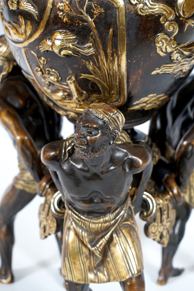 Covered Vase With Atlantes, Attr. To A. Giroux, France, Circa 1870-photo-4