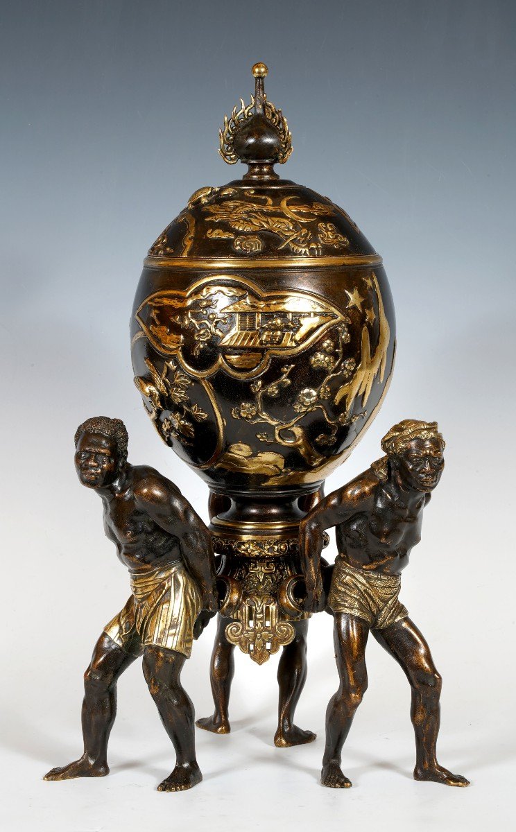 Covered Vase With Atlantes, Attr. To A. Giroux, France, Circa 1870