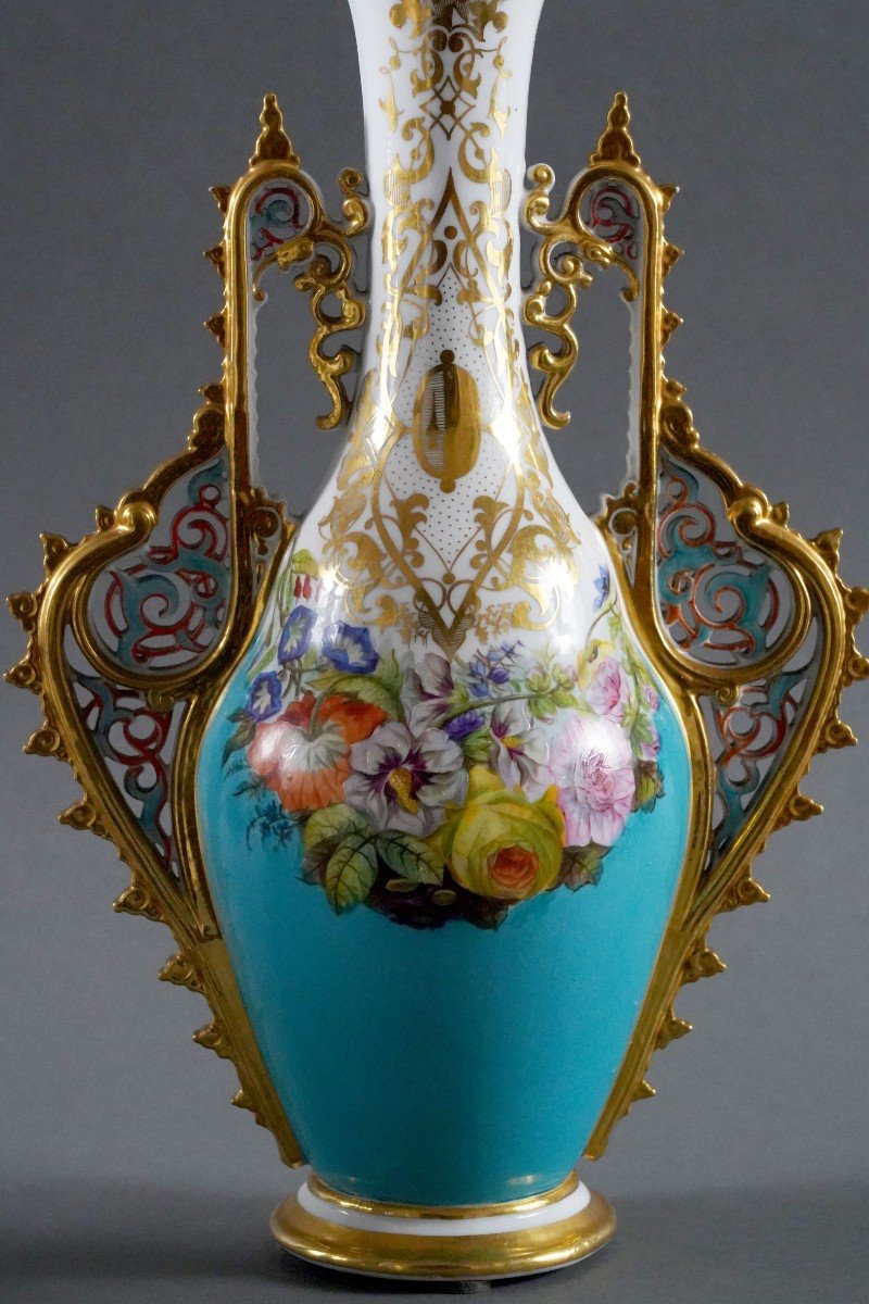 Paire De Vases Orientalisants Attr. Manufacture De Porcelaine De Paris, France, C1880-photo-3