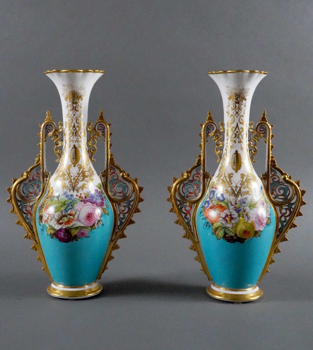 Paire De Vases Orientalisants Attr. Manufacture De Porcelaine De Paris, France, C1880
