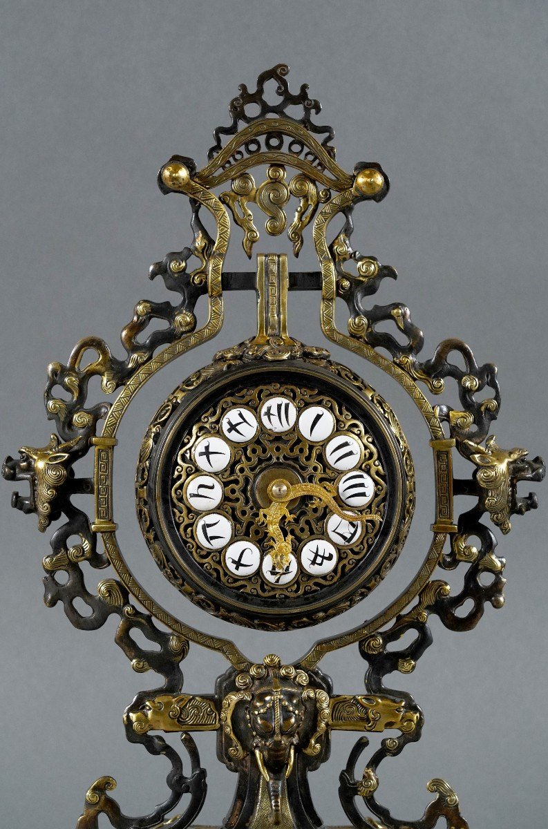 Japanese Style Clock Attr. To l'Escalier De Cristal, France, Circa 1885-photo-2