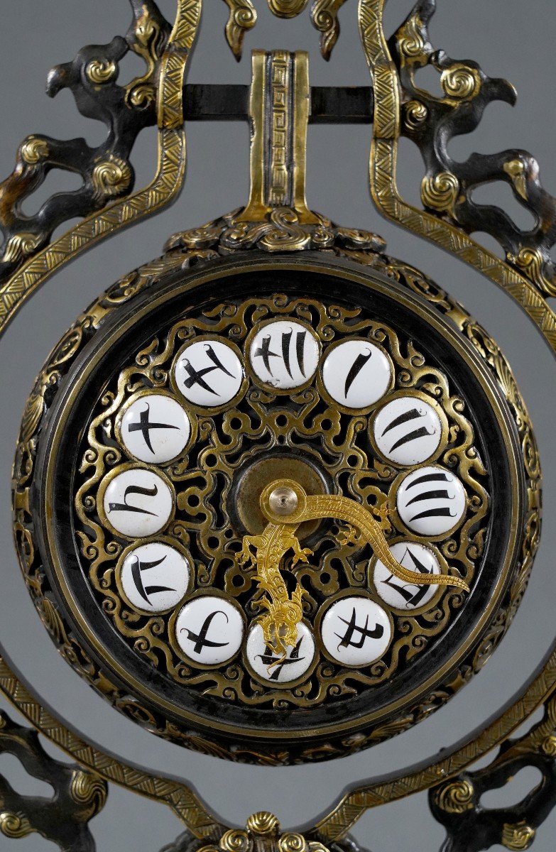 Japanese Style Clock Attr. To l'Escalier De Cristal, France, Circa 1885-photo-3