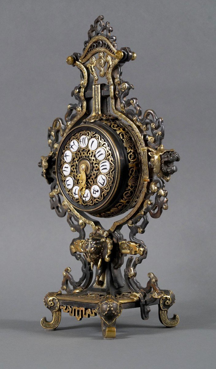 Japanese Style Clock Attr. To l'Escalier De Cristal, France, Circa 1885-photo-4