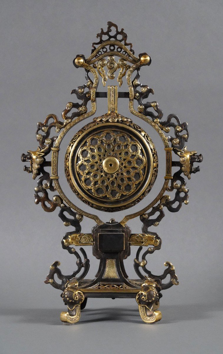 Japanese Style Clock Attr. To l'Escalier De Cristal, France, Circa 1885-photo-2