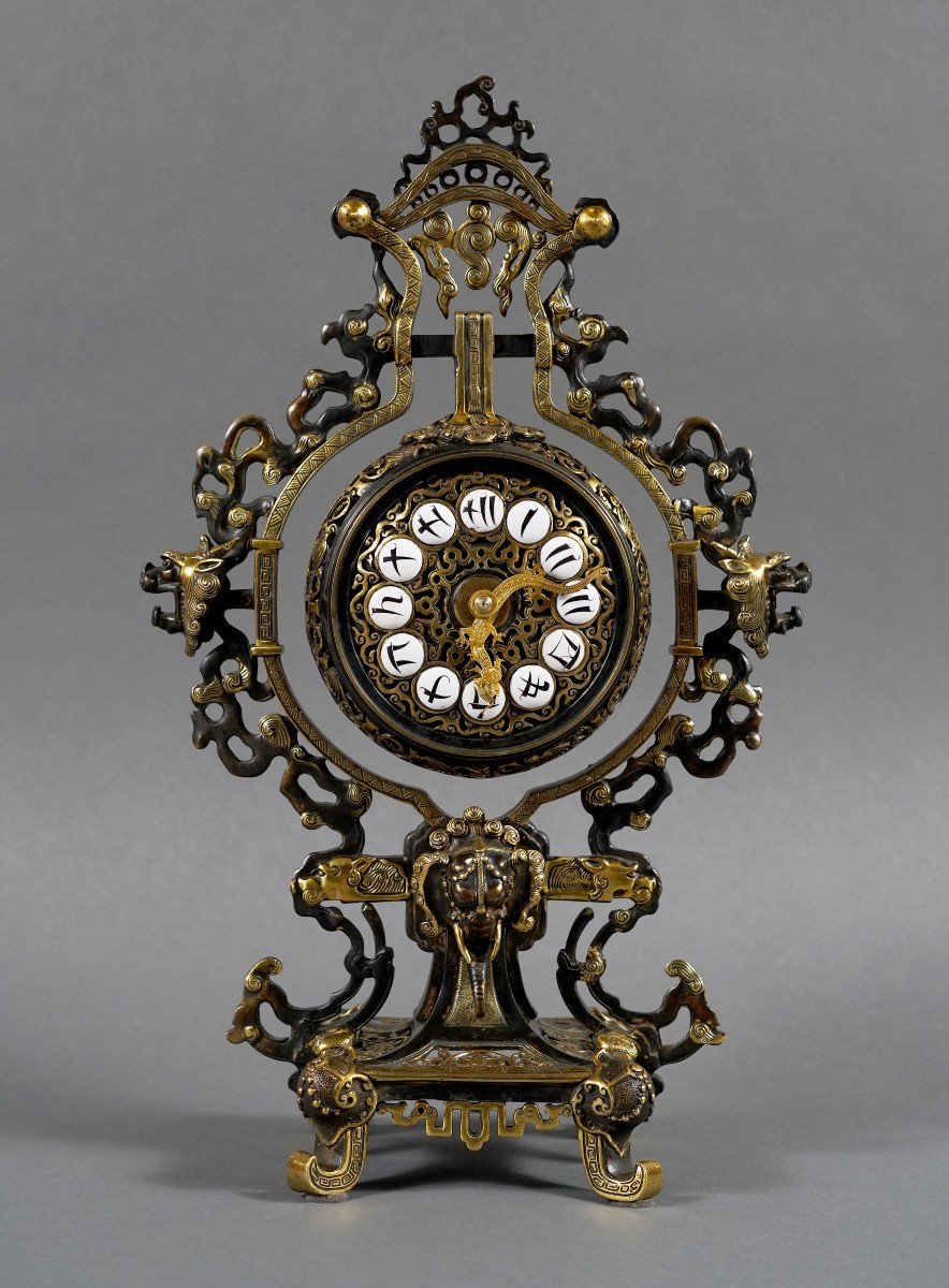 Japanese Style Clock Attr. To l'Escalier De Cristal, France, Circa 1885