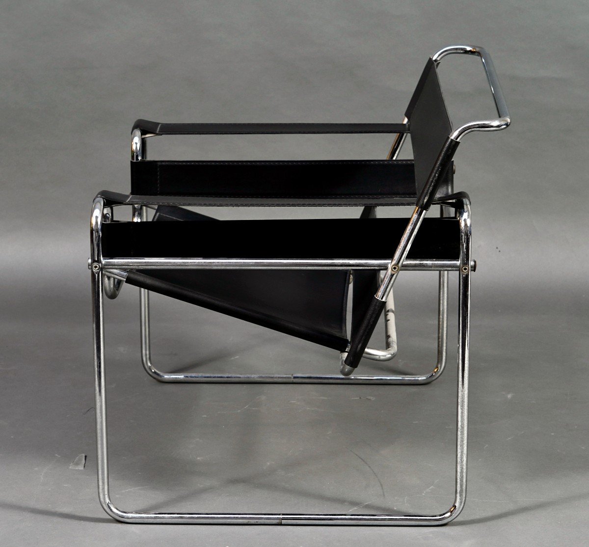 Pair Of “wassily” Armchairs, After Marcel Breuer's Model By Knoll, Circa 1980-photo-1