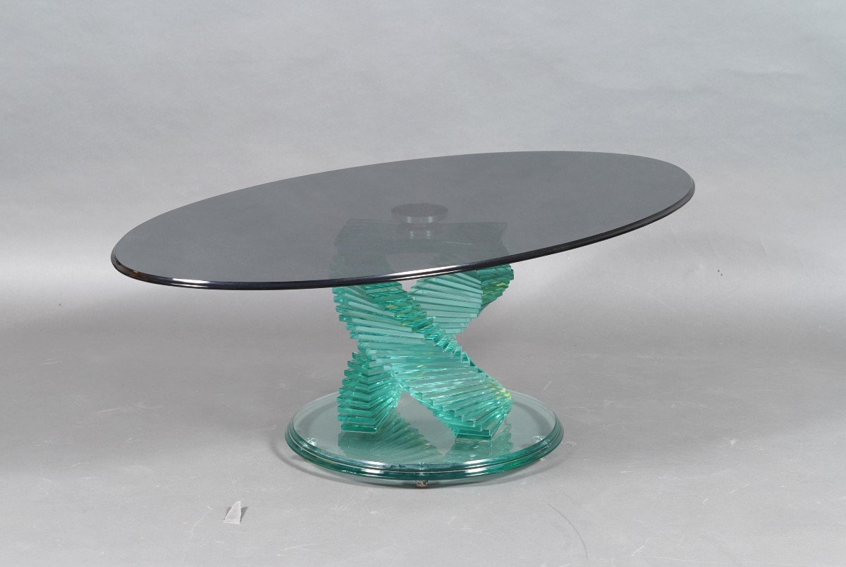 “helix Spiral Swivel” Coffee Table After A Model By D. Lane, France, Circa 1980-photo-2