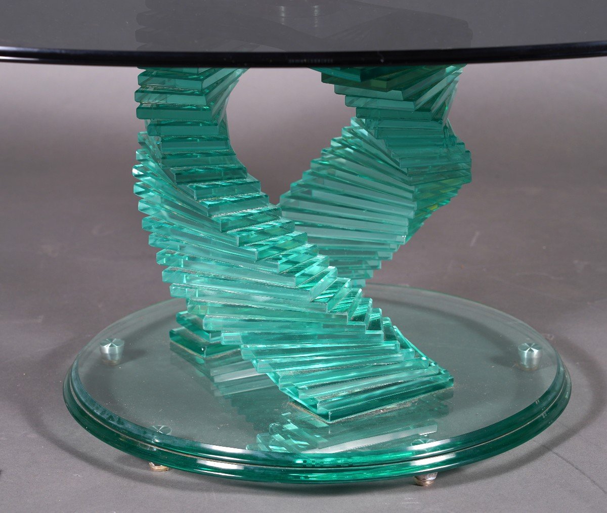 “helix Spiral Swivel” Coffee Table After A Model By D. Lane, France, Circa 1980-photo-4