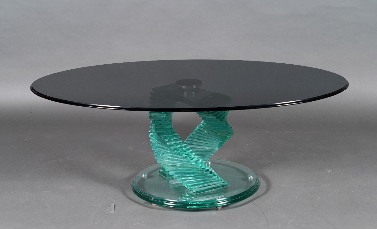 “helix Spiral Swivel” Coffee Table After A Model By D. Lane, France, Circa 1980-photo-1